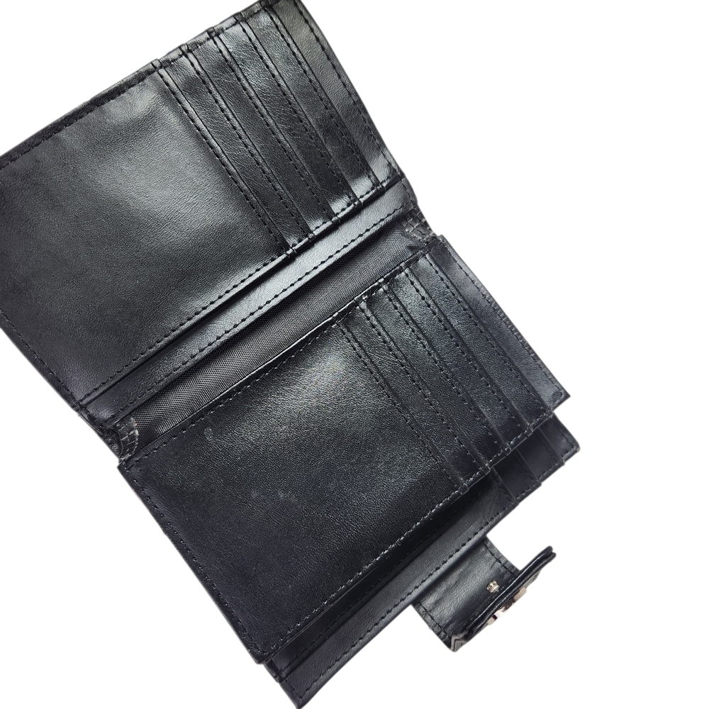 Giani Bernini Black & White Leather Colorblock Wallet Bifold Snap Close Moto - Picture 8 of 14